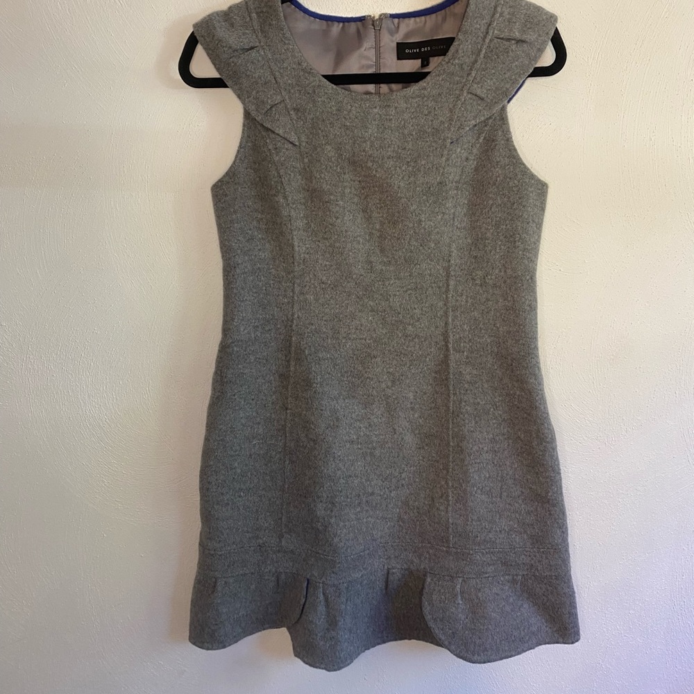 Vintage Olive des olive grey wool dress